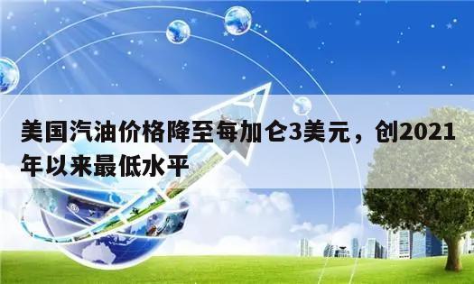 美国汽油价格降至每加仑3美元,创2021年以来最低水平