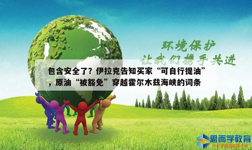 包含安全了?伊拉克告知买家“可自行提油”,原油“被豁免”穿越霍尔木兹海峡的词条
